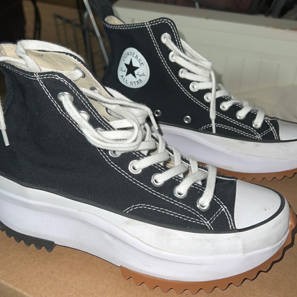 Converse Black White Platform Run Star Hike High-Top Sneakers